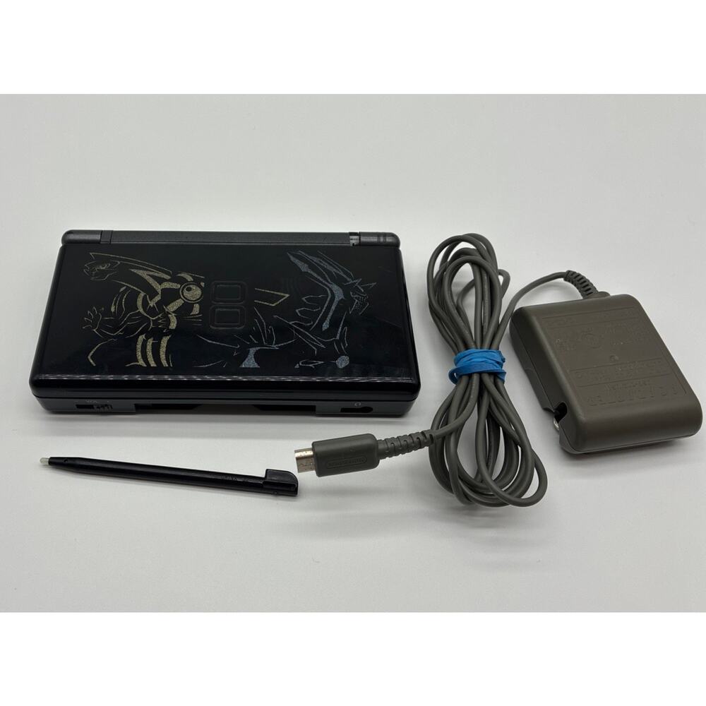 Nintendo DS Lite Black Dialga & Palkia Edition W/ Charger & Stylus Broken Hinge